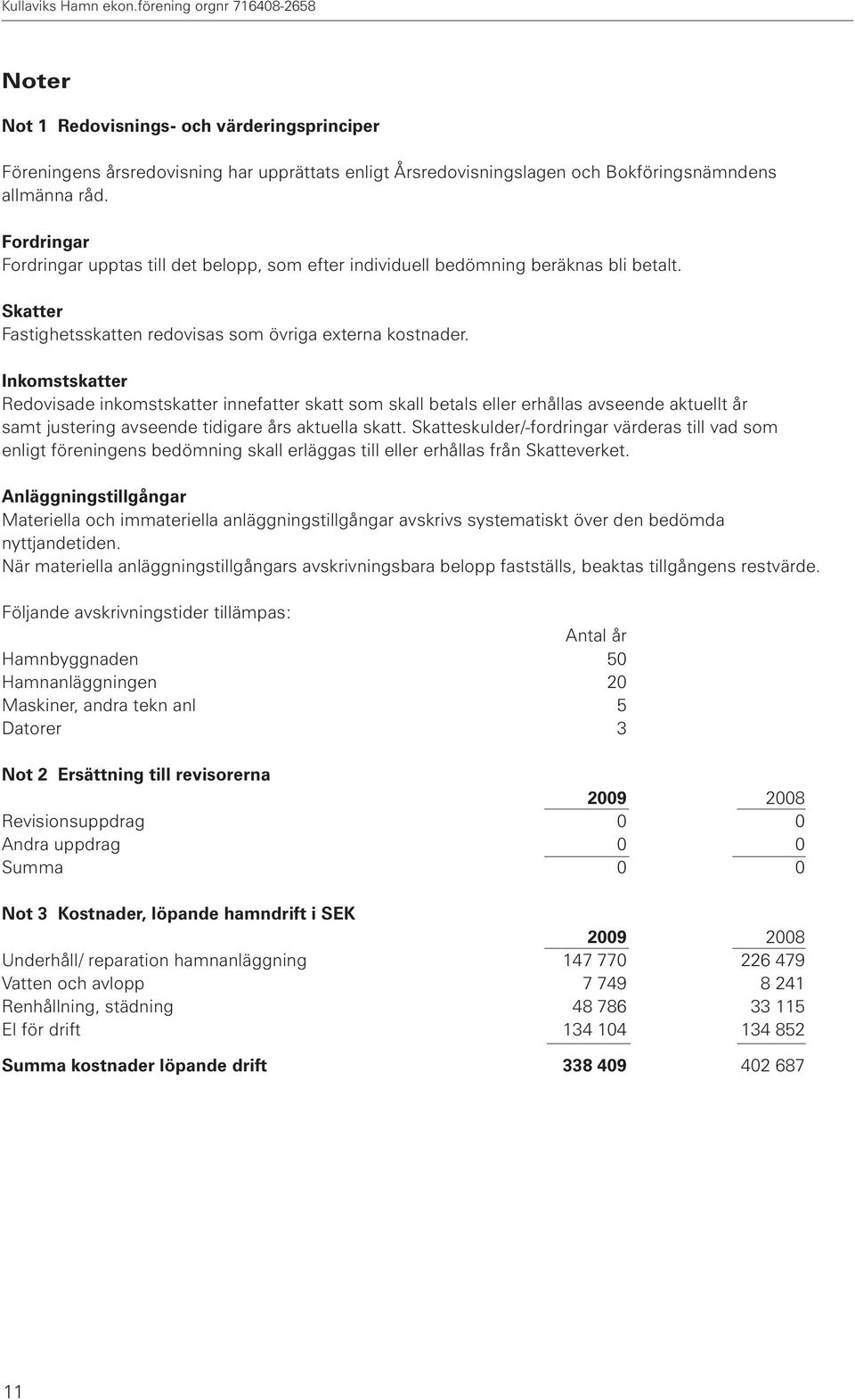 Fordringar Fordringar upptas till det belopp, som efter individuell bedömning beräknas bli betalt. Skatter Fastighetsskatten redovisas som övriga externa kostnader.