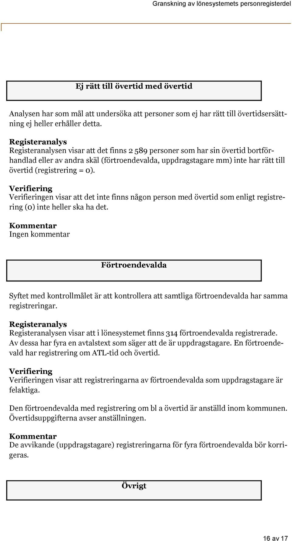 en visar att det inte finns någon person med övertid som enligt registrering (0) inte heller ska ha det.