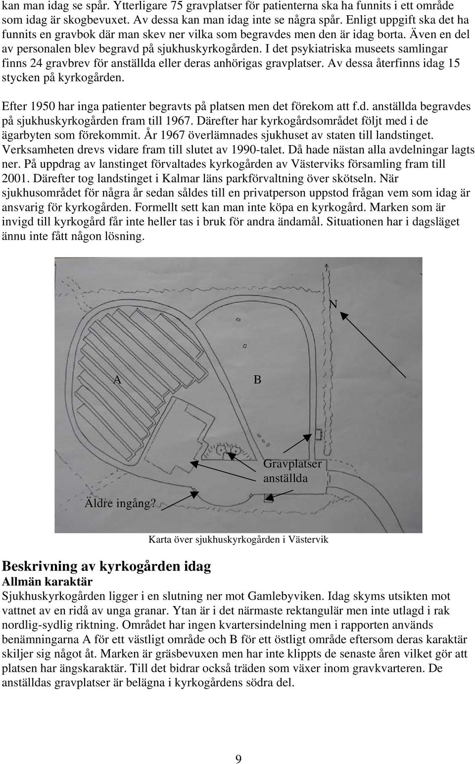 I det psykiatriska museets samlingar finns 24 gravbrev för anställda eller deras anhörigas gravplatser. Av dessa återfinns idag 15 stycken på kyrkogården.