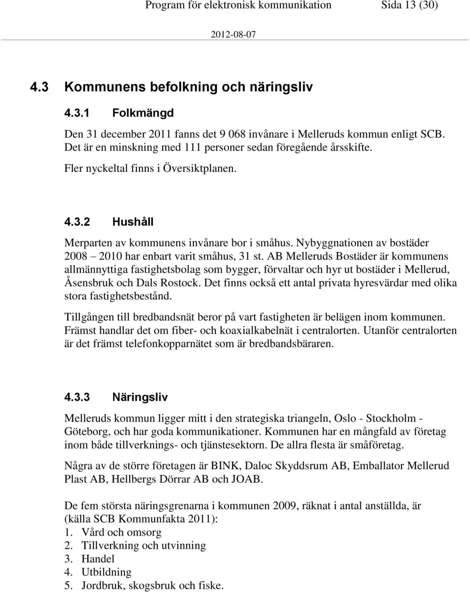 Nybyggnationen av bostäder 2008 2010 har enbart varit småhus, 31 st.