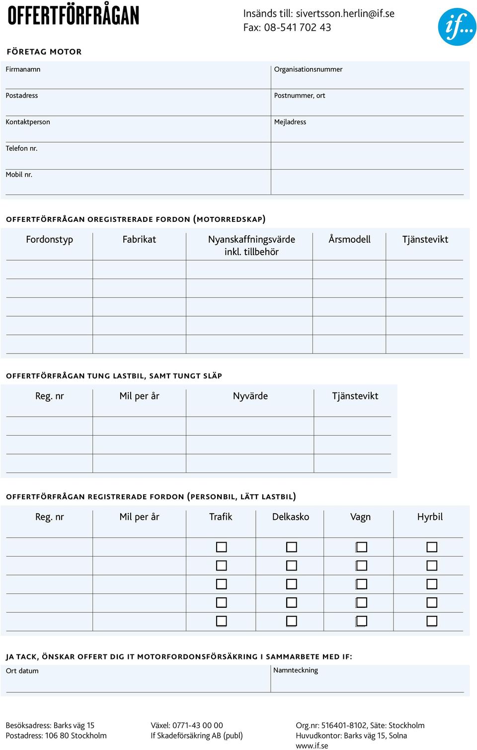 nr Mil per år Nyvärde Tjänstevikt offertförfrågan registrerade fordon (personbil, lätt lastbil) Reg.