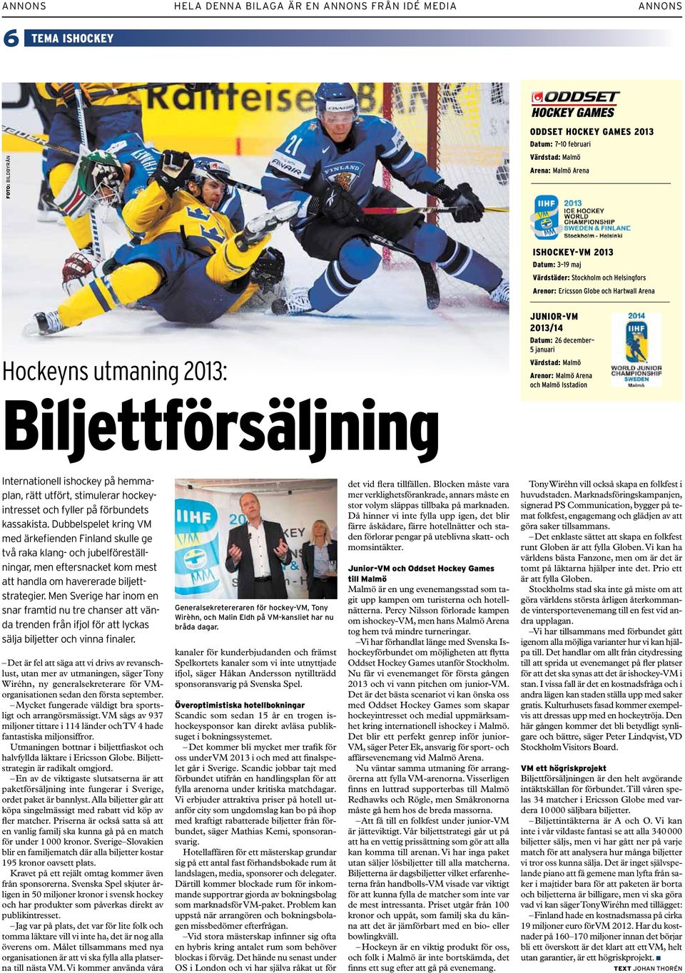 ishockey på hemmaplan, rätt utfört, stimulerar hockeyintresset och fyller på förbundets kassakista.