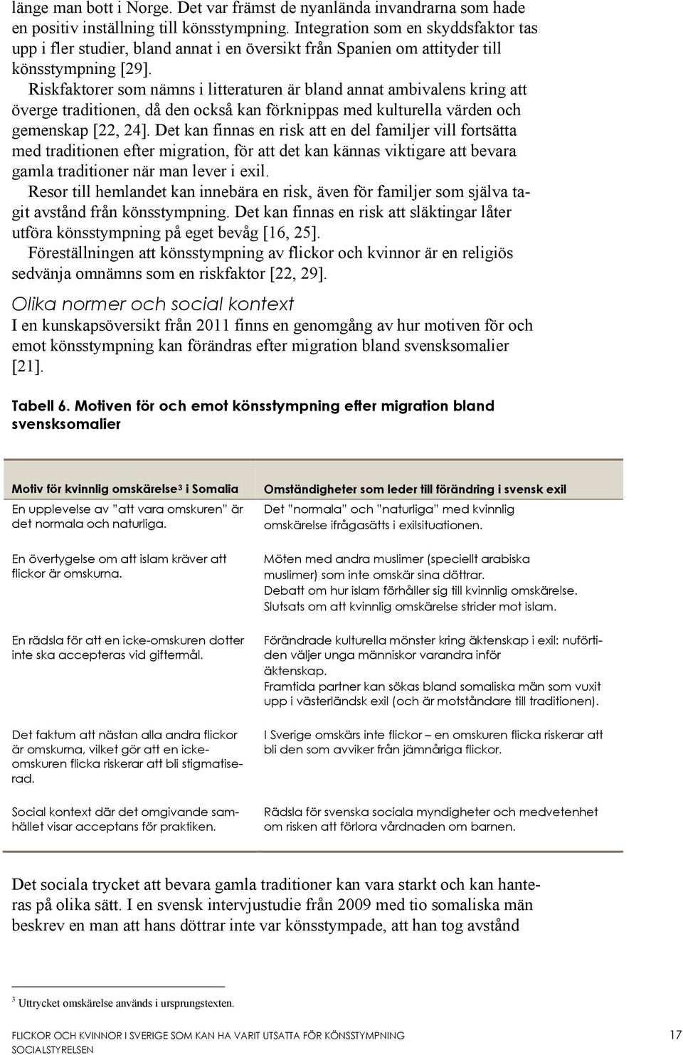 Riskfaktorer som nämns i litteraturen är bland annat ambivalens kring att överge traditionen, då den också kan förknippas med kulturella värden och gemenskap [22, 24].