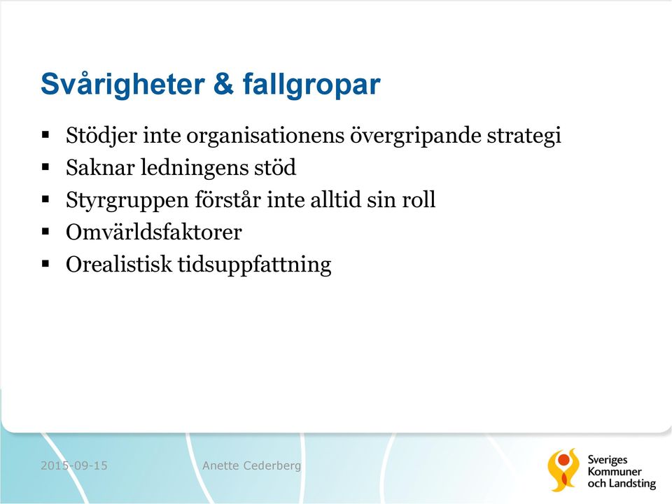 ledningens stöd Styrgruppen förstår inte
