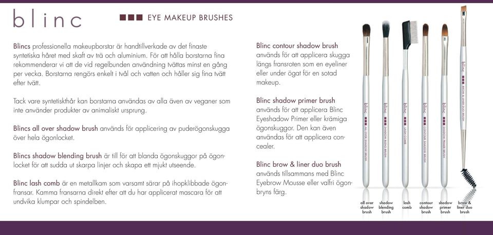 Blinc contour shadow brush används för att applicera skugga längs fransroten som en eyeliner eller under ögat för en sotad makeup.