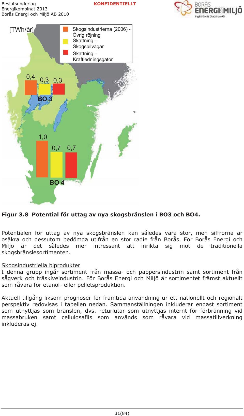 Potentialen för uttag av nya skogsbränslen kan således vara stor, men siffrorna är osäkra och dessutom bedömda utifrån en stor radie från Borås.