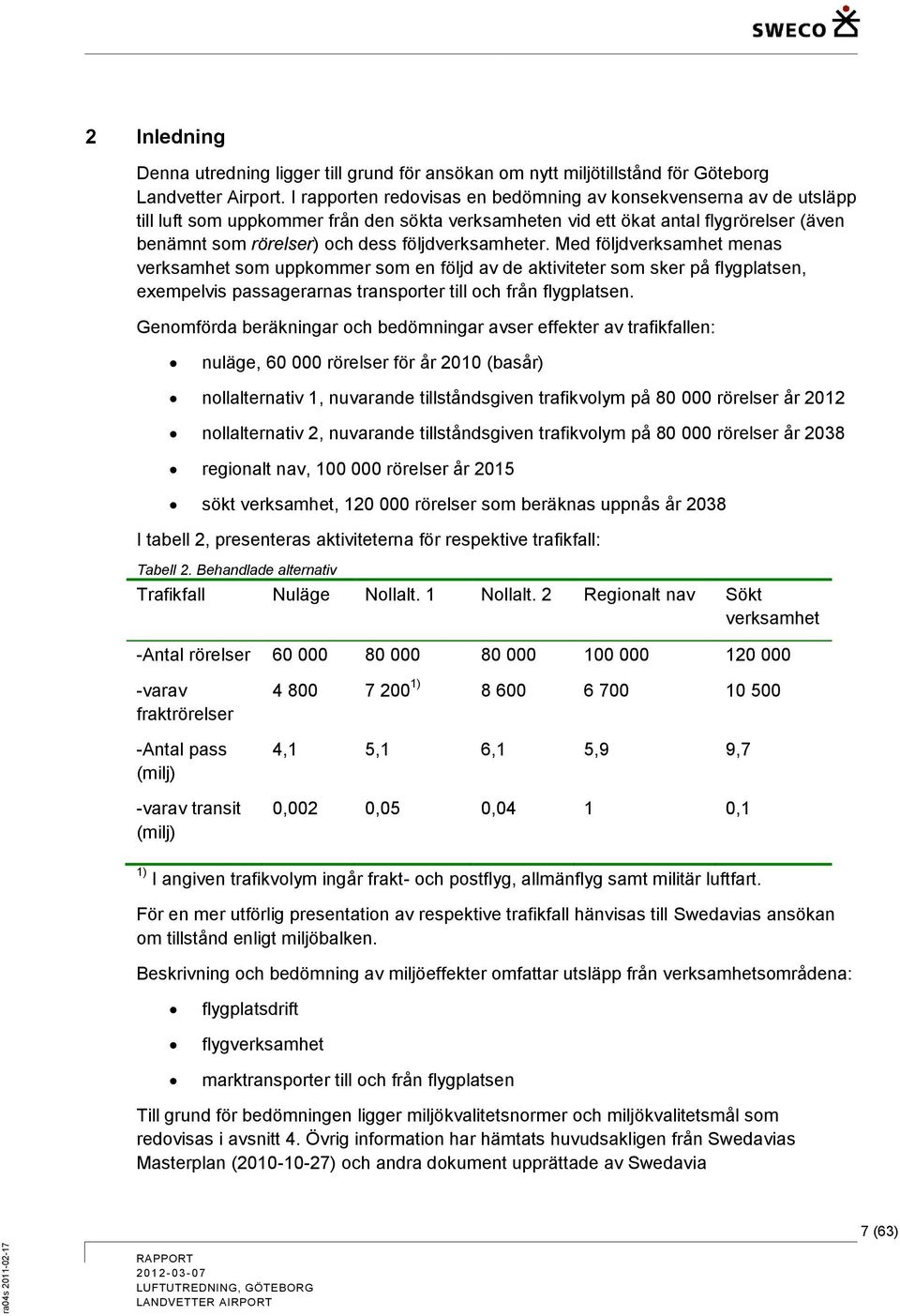 följdverksamheter. Med följdverksamhet menas verksamhet som uppkommer som en följd av de aktiviteter som sker på flygplatsen, exempelvis passagerarnas transporter till och från flygplatsen.