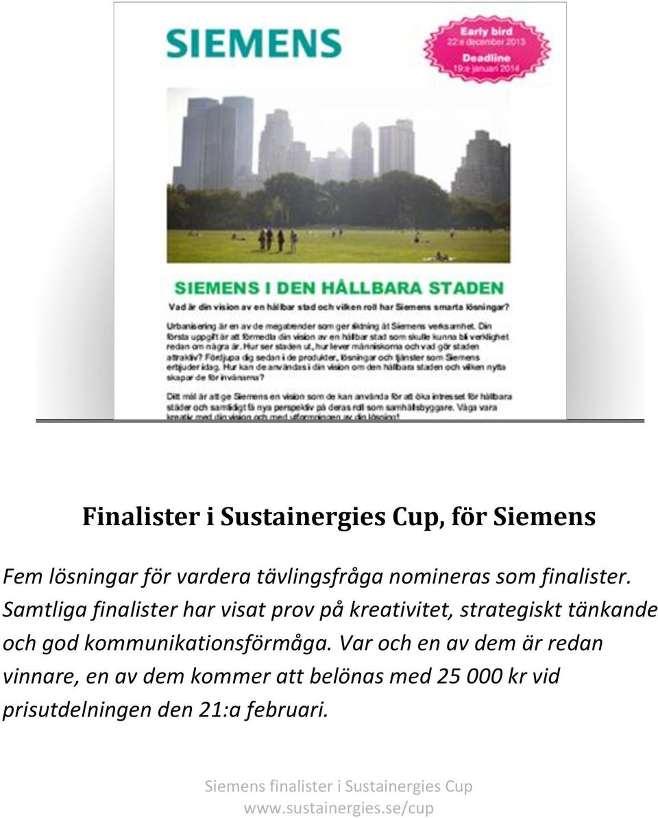 Samtliga finalister har visat prov på kreativitet, strategiskt tänkande och god
