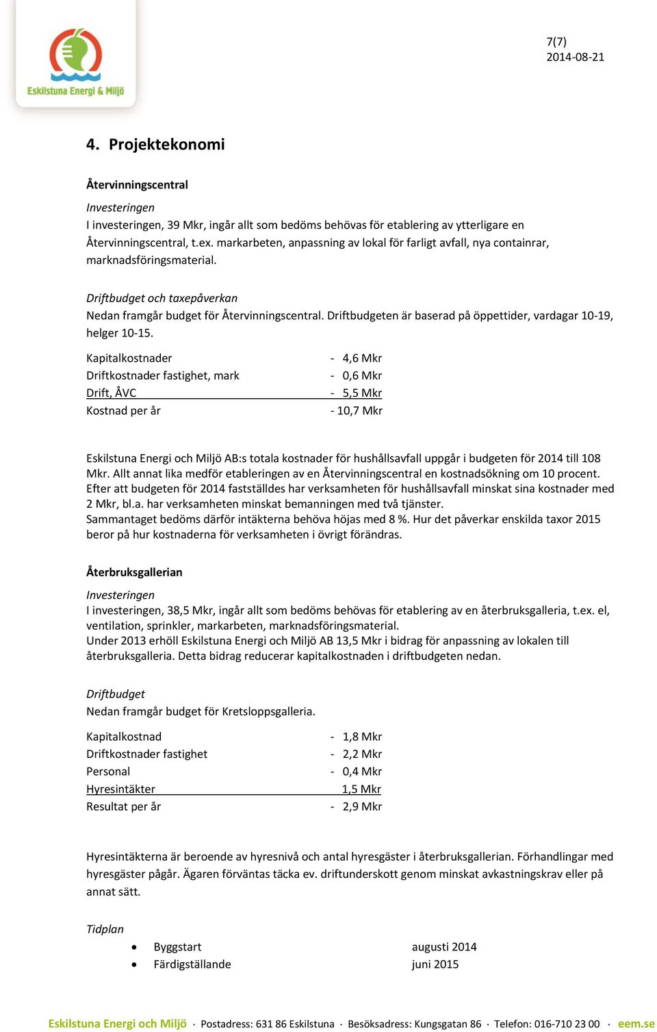 Driftbudgeten är baserad på öppettider, vardagar 10-19, helger 10-15.