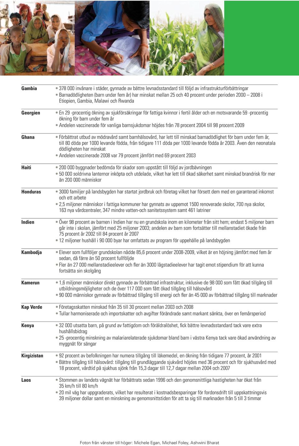 59 -procentig ökning för barn under fem år Andelen vaccinerade för vanliga barnsjukdomar höjdes från 78 procent 2004 till 98 procent 2009 Förbättrat utbud av mödravård samt barnhälsovård, har lett