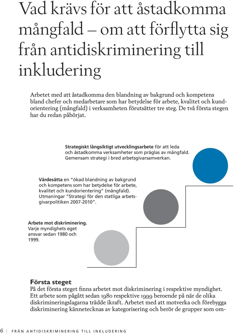 Strategiskt långsiktigt utvecklingsarbete för att leda och åstadkomma verksamheter som präglas av mångfald. Gemensam strategi i bred arbetsgivarsamverkan.