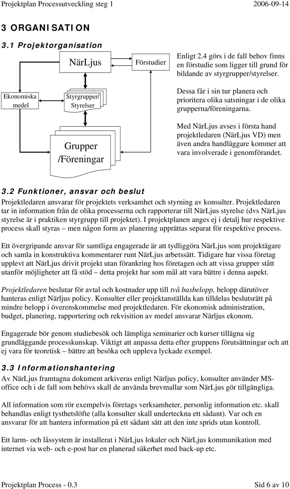 Med NärLjus avses i första hand projektledaren (NärLjus VD) men även andra handläggare kommer att vara involverade i genomförandet. 3.