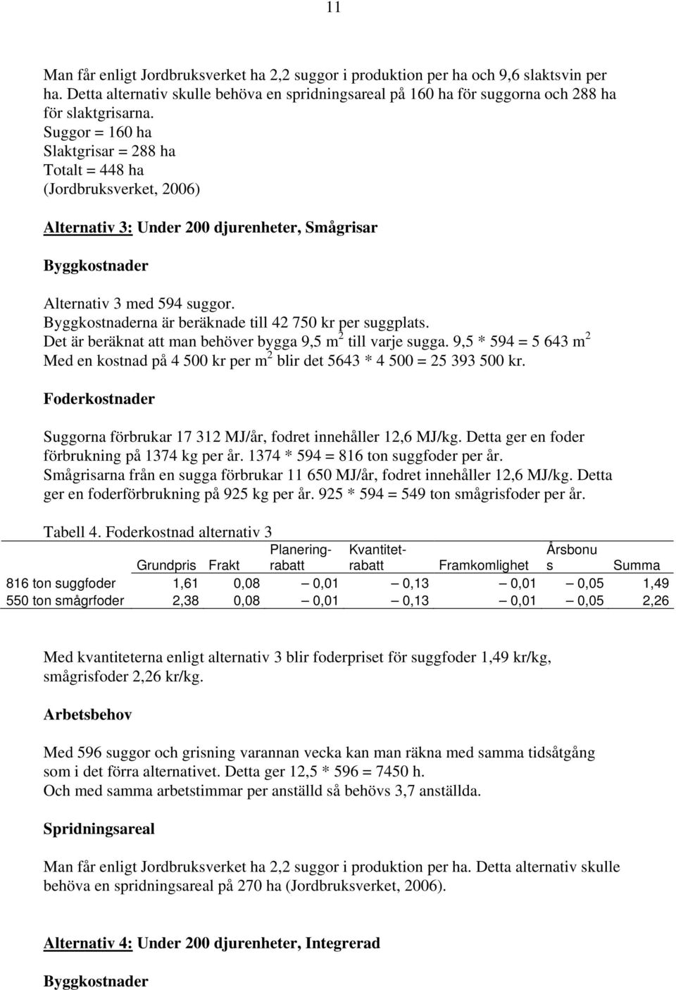 Byggkostnaderna är beräknade till 42 750 kr per suggplats. Det är beräknat att man behöver bygga 9,5 m 2 till varje sugga.