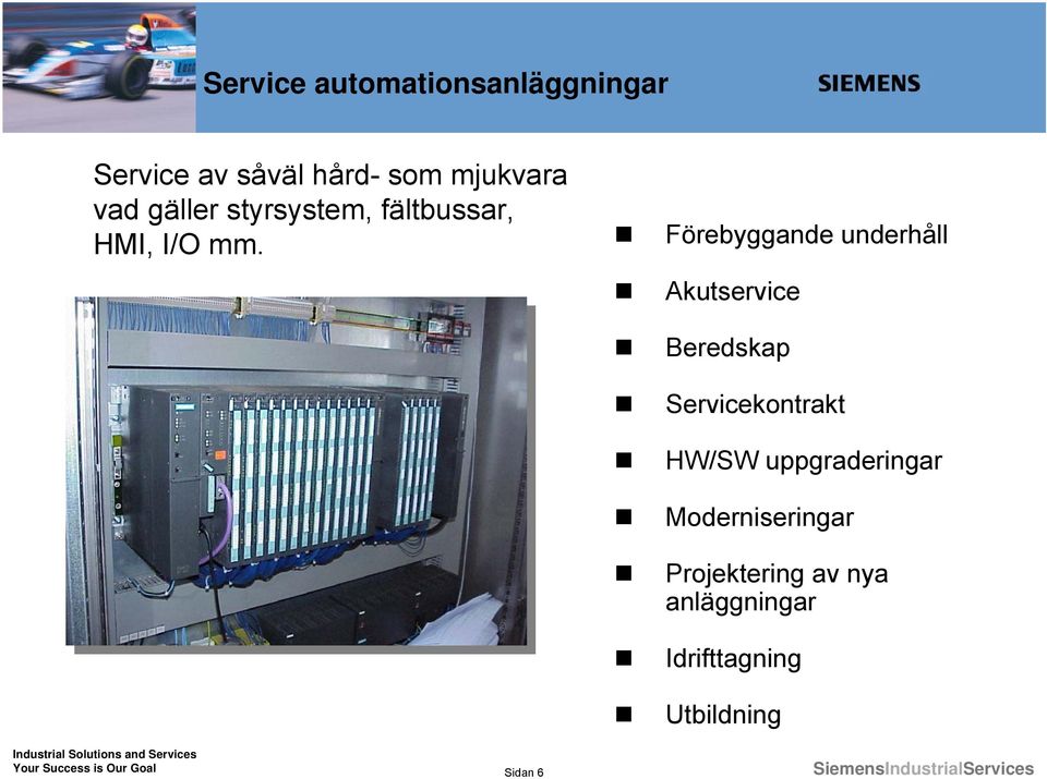 Förebyggande underhåll Akutservice Sidan 6 Beredskap Servicekontrakt