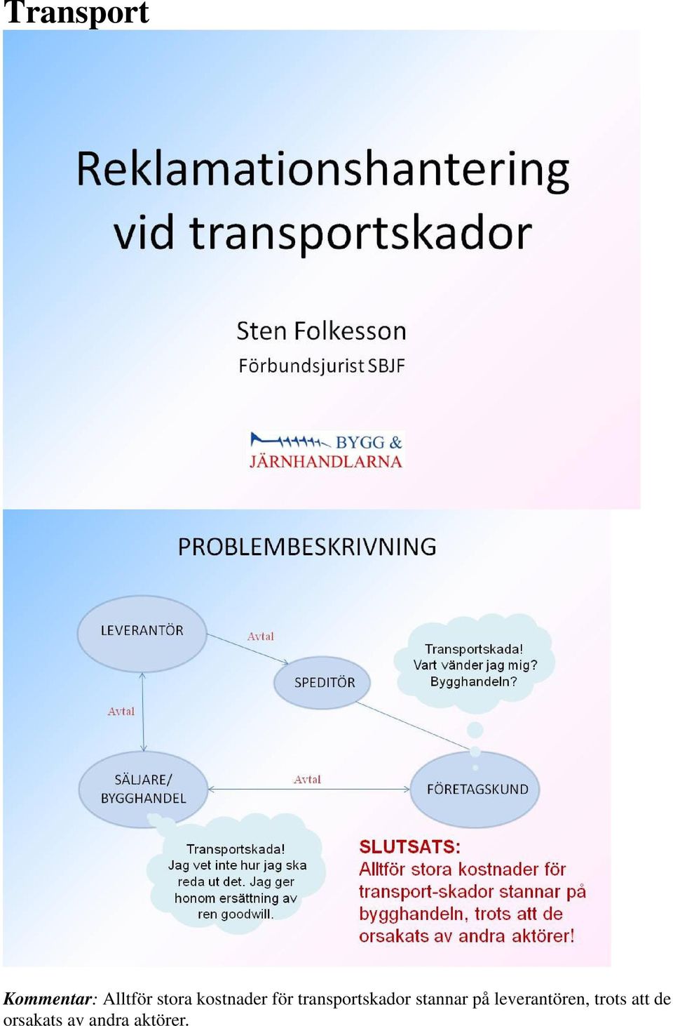 transportskador stannar på