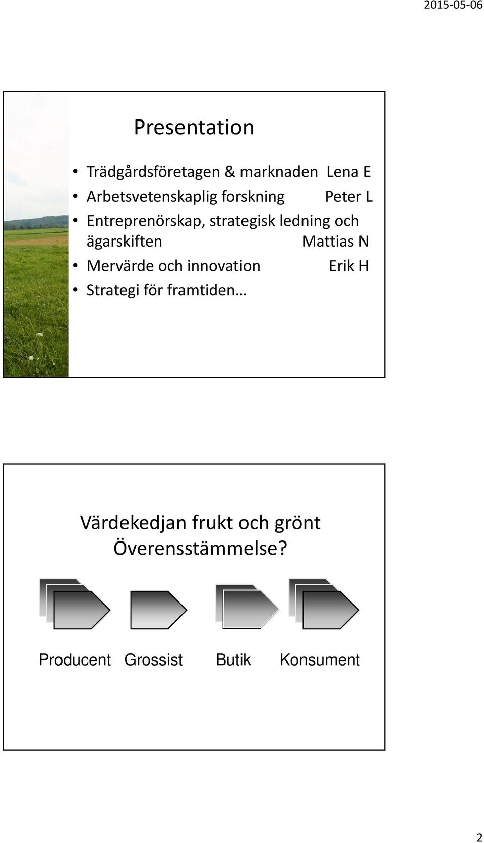 Mattias N Mervärde och innovation Erik H Strategi för framtiden