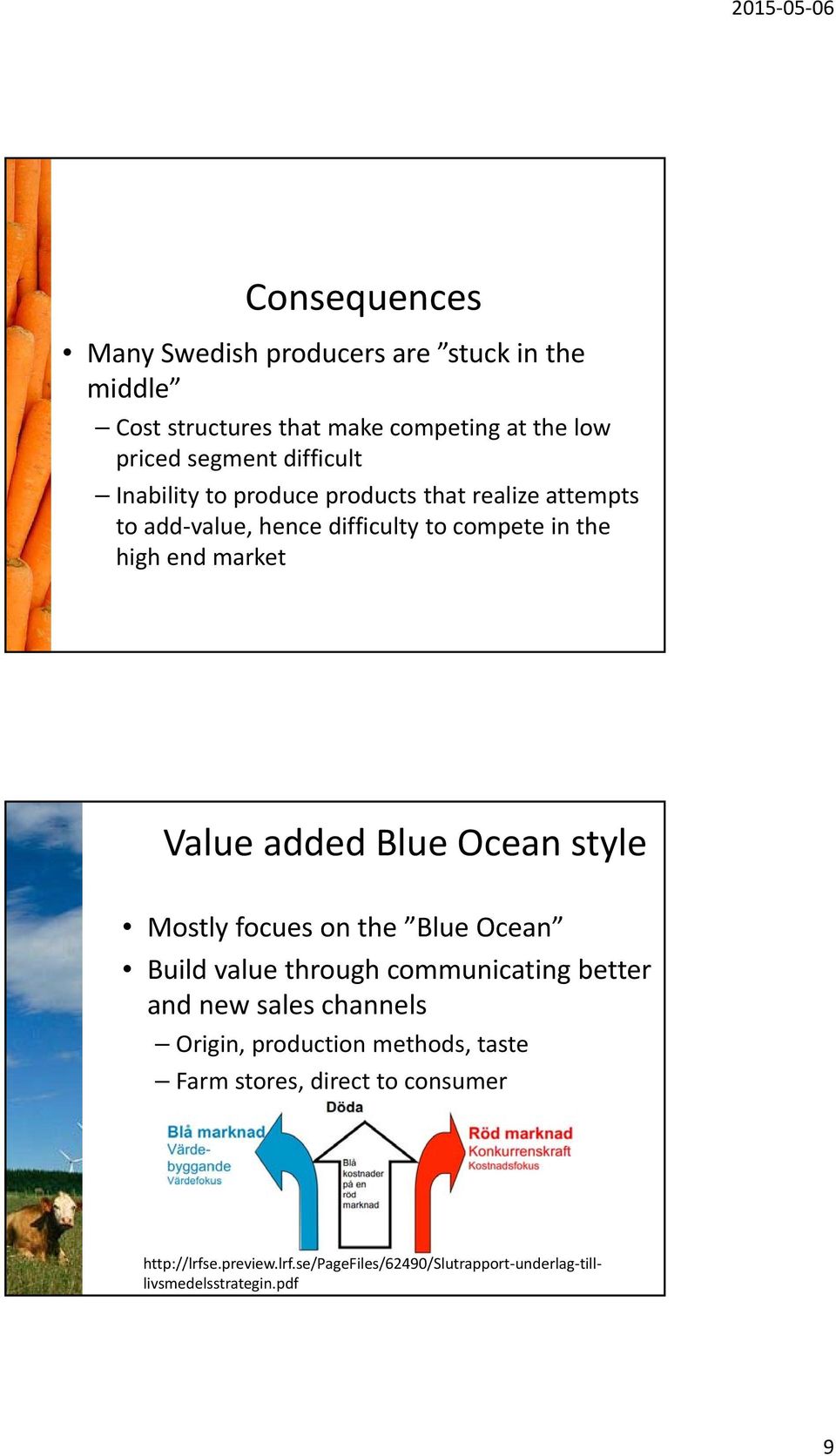 Ocean style Mostly focues on the Blue Ocean Build value through communicating better and new sales channels Origin, production