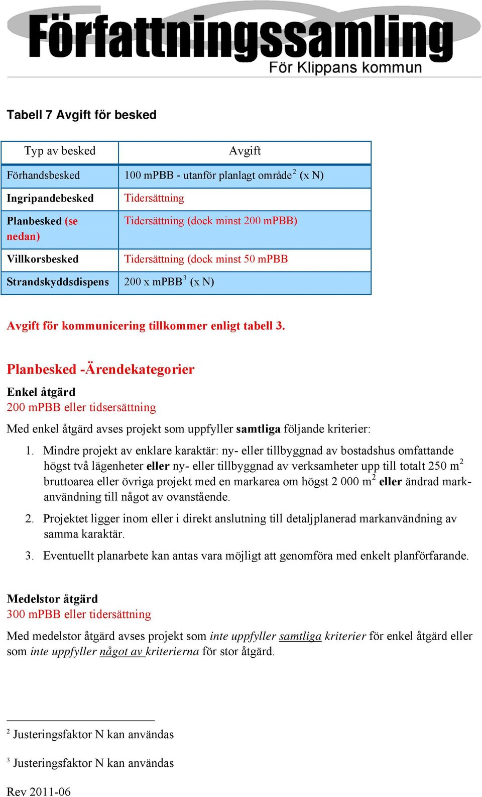 Planbesked -Ärendekategorier Enkel åtgärd 200 mpbb eller tidsersättning Med enkel åtgärd avses projekt som uppfyller samtliga följande kriterier: 1.