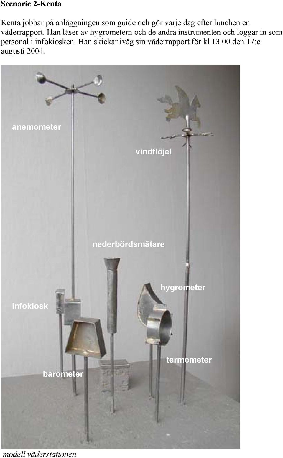 Han läser av hygrometern och de andra instrumenten och loggar in som personal i infokiosken.