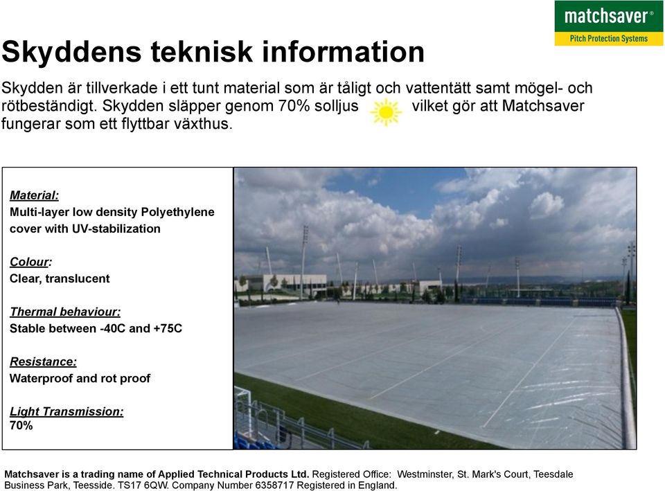 Skydden släpper genom 70% solljus vilket gör att Matchsaver fungerar som ett flyttbar växthus.