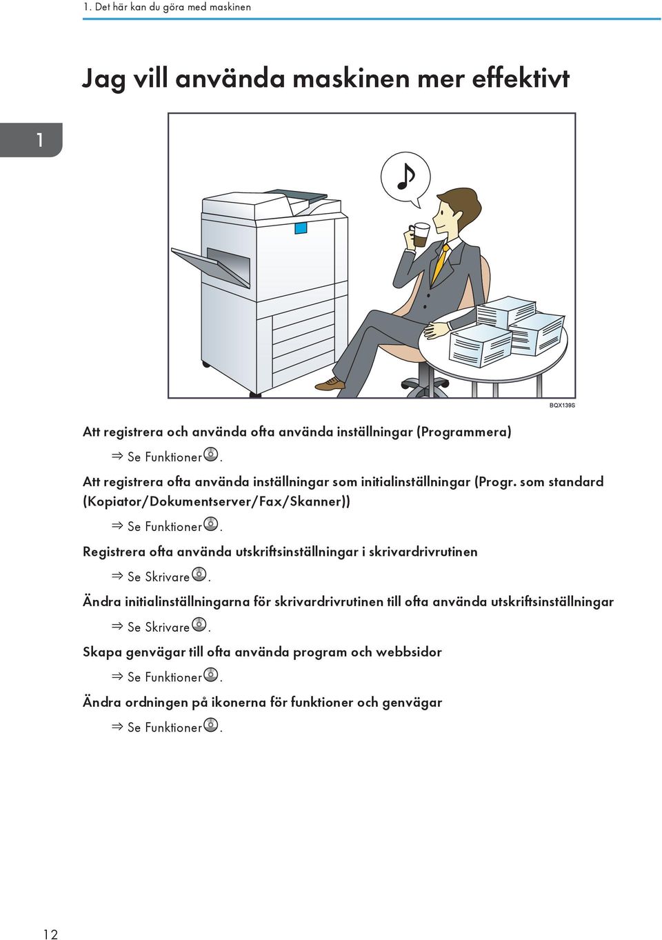 Registrera ofta använda utskriftsinställningar i skrivardrivrutinen Se Skrivare.