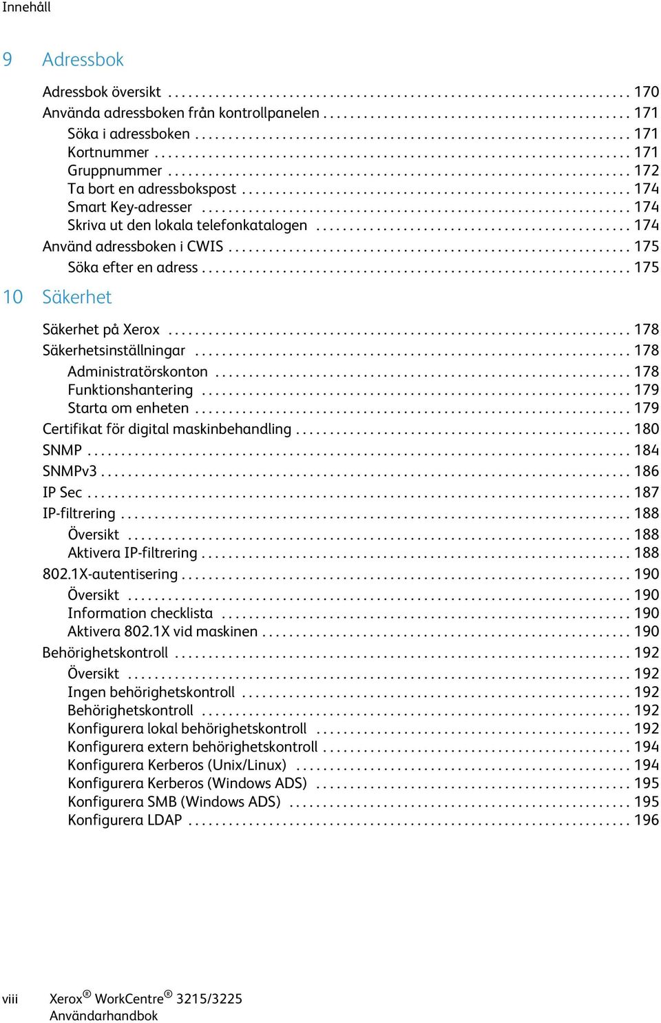 ......................................................... 174 Smart Key-adresser................................................................ 174 Skriva ut den lokala telefonkatalogen.