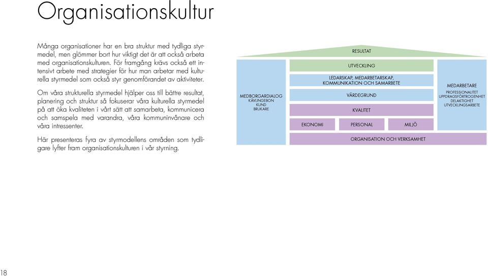 Om våra strukturella styrmedel hjälper oss till bättre resultat, planering och struktur så fokuserar våra kulturella styrmedel på att öka kvaliteten i vårt sätt att samarbeta, kommunicera och