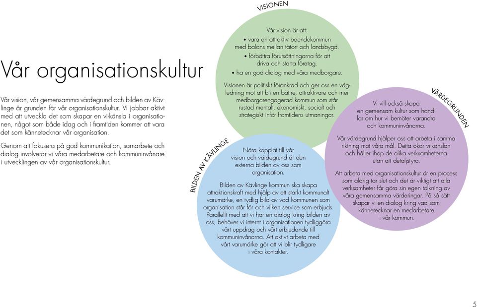 Genom att fokusera på god kommunikation, samarbete och dialog involverar vi våra medarbetare och kommuninvånare i utvecklingen av vår organisationskultur.