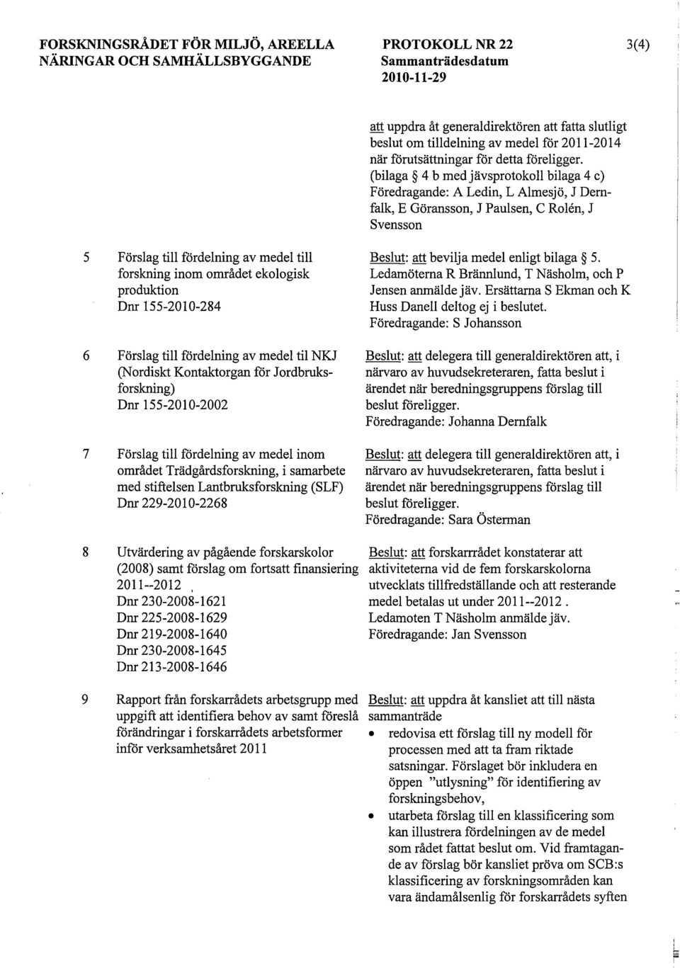 av medel till forskning inom området ekologisk produktion Dnr 155--284 Förslag till fördelning av medel til NKJ (Nordiskt Kontaktorgan för Jordbruksforskning) Dnr 155--2002 Förslag till fördelning av