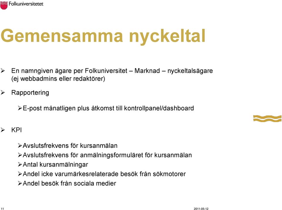 Avslutsfrekvens för kursanmälan Avslutsfrekvens för anmälningsformuläret för kursanmälan Antal