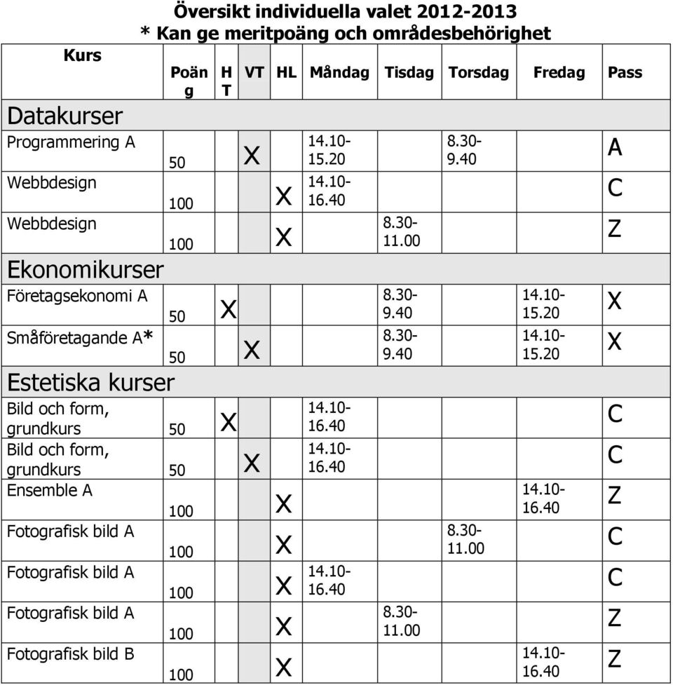 HL Måndag Tisdag Torsdag Fredag Pass 15.