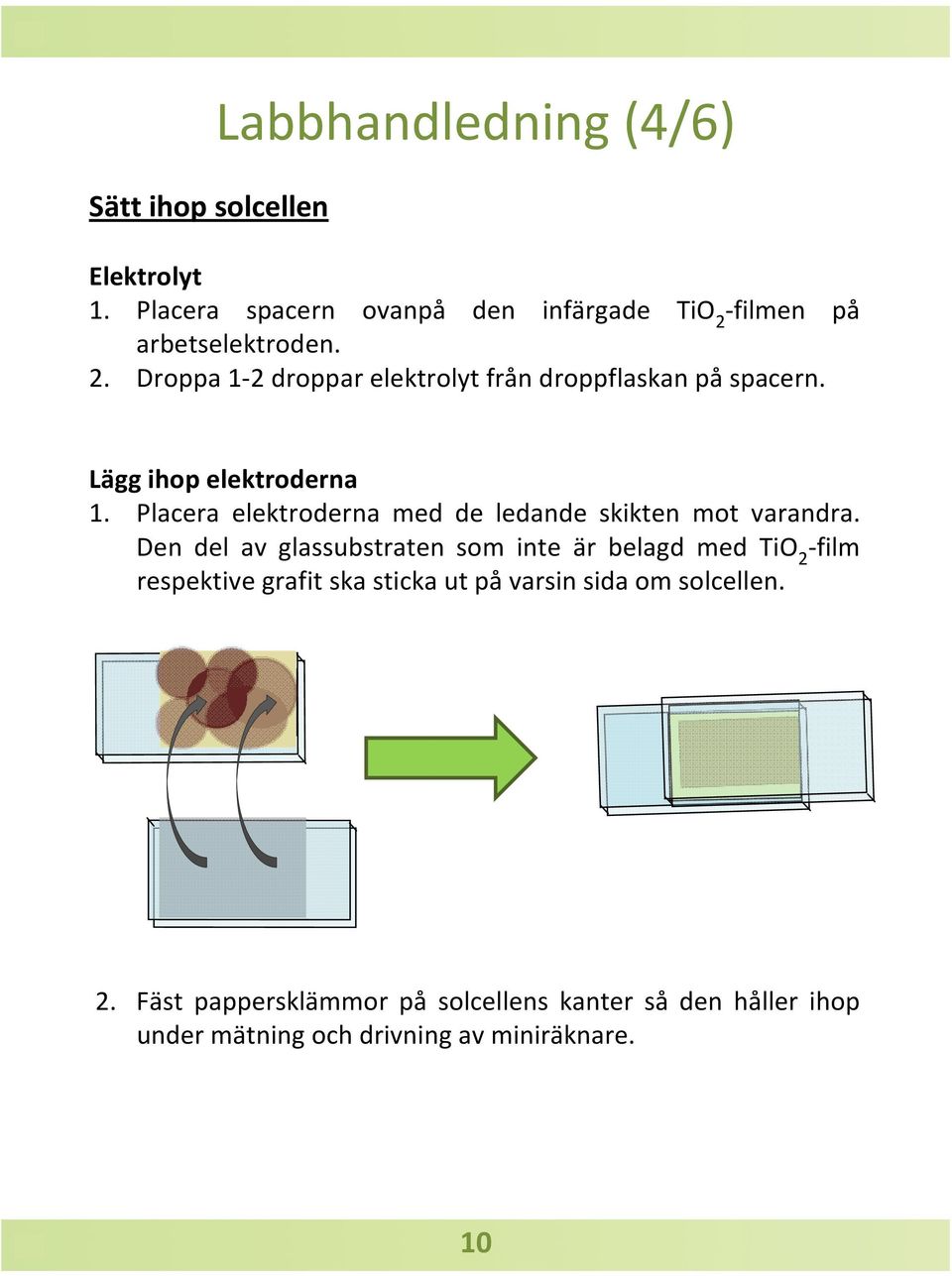 Lägg ihop elektroderna 1. Placera elektroderna med de ledande skikten mot varandra.