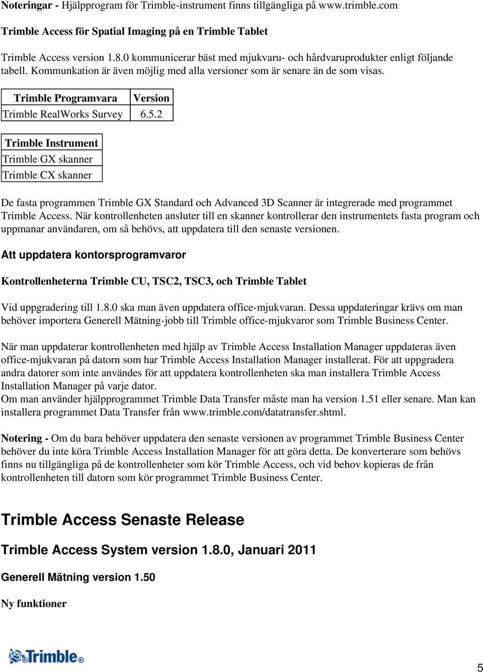 Trimble Programvara Version Trimble RealWorks Survey 6.5.