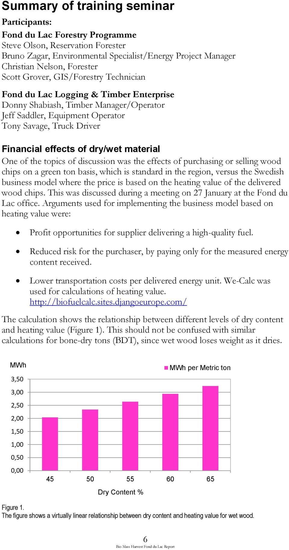 dry/wet material One of the topics of discussion was the effects of purchasing or selling wood chips on a green ton basis, which is standard in the region, versus the Swedish business model where the