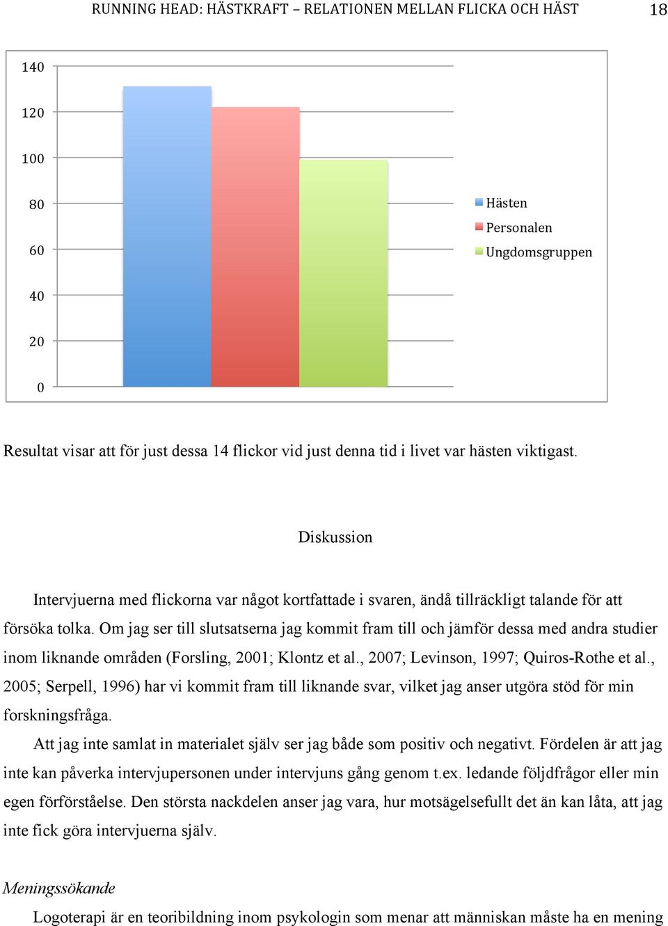 Om jag ser till slutsatserna jag kommit fram till och jämför dessa med andra studier inom liknande områden (Forsling, 2001; Klontz et al., 2007; Levinson, 1997; Quiros-Rothe et al.