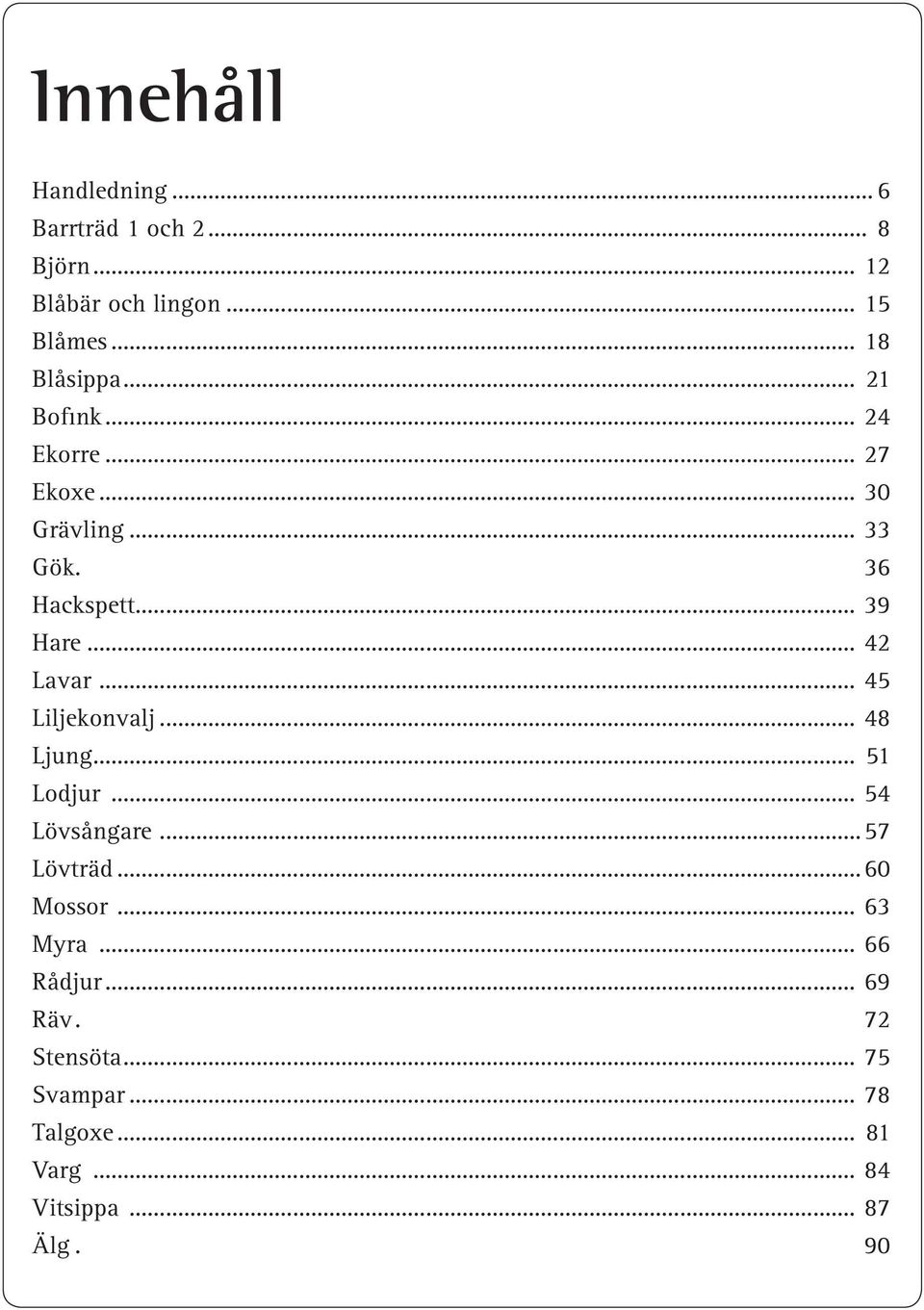 .. 2 Lavar... 5 Liljekonvalj... 8 Ljung... 51 Lodjur... 5 Lövsångare...57 Lövträd...60 Mossor.