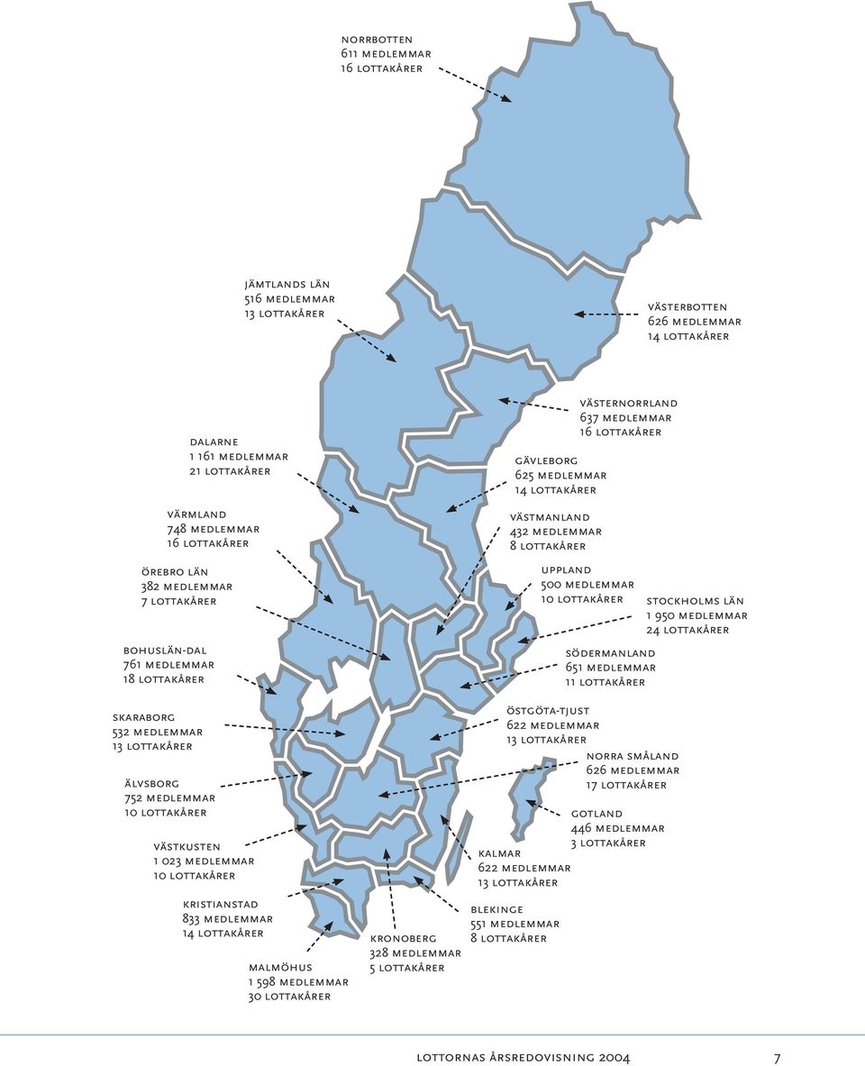 kristianstad 833 medlemmar 14 lottakårer malmöhus 1 598 medlemmar 30 lottakårer kronoberg 328 medlemmar 5 lottakårer gävleborg 625 medlemmar 14 lottakårer västmanland 432 medlemmar 8 lottakårer