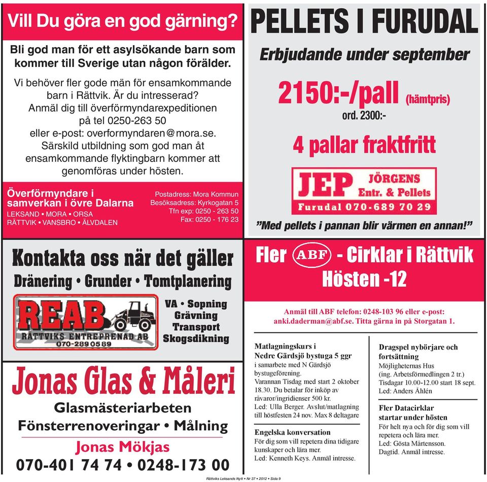 PELLETS I FURUDAL Erbjudande under september 2150:-/pall (hämtpris) ord.