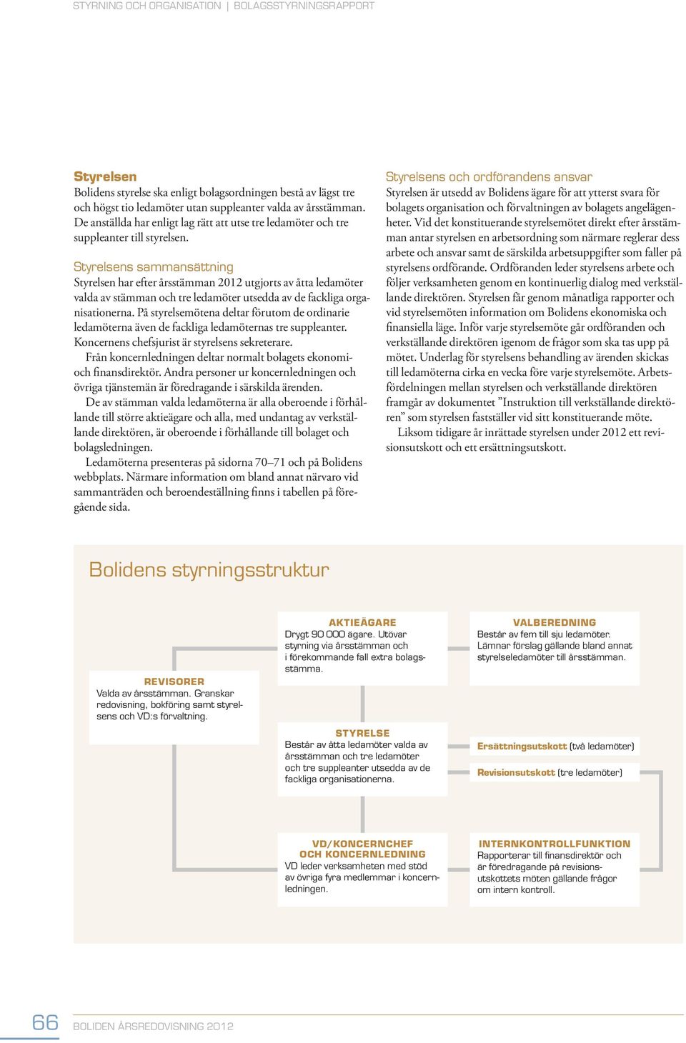 Styrelsens sammansättning Styrelsen har efter årsstämman 2012 utgjorts av åtta ledamöter valda av stämman och tre ledamöter utsedda av de fackliga organisationerna.