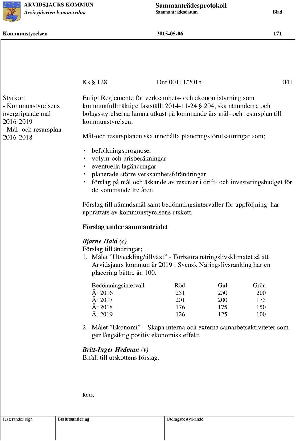 Mål-och resursplanen ska innehålla planeringsförutsättningar som; befolkningsprognoser volym-och prisberäkningar eventuella lagändringar planerade större verksamhetsförändringar förslag på mål och