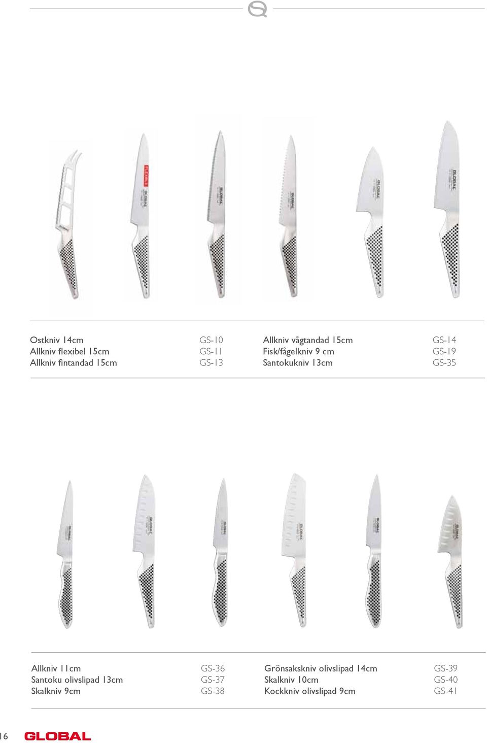 GS-35 Allknv 11cm Santoku olvslpad 13cm Skalknv 9cm GS-36 GS-37 GS-38