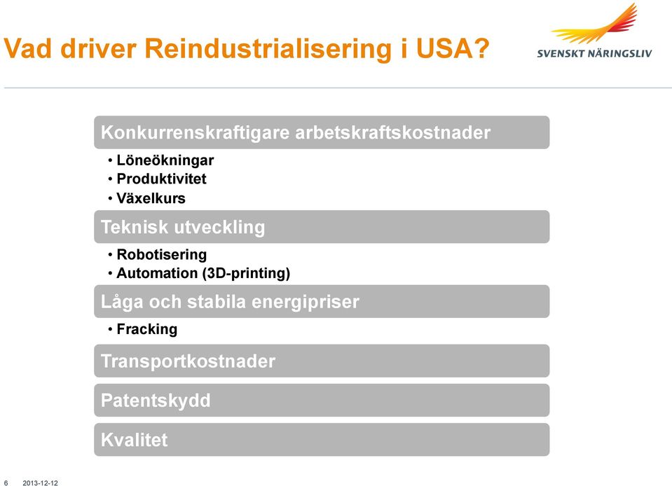 Produktivitet Växelkurs Teknisk utveckling Robotisering