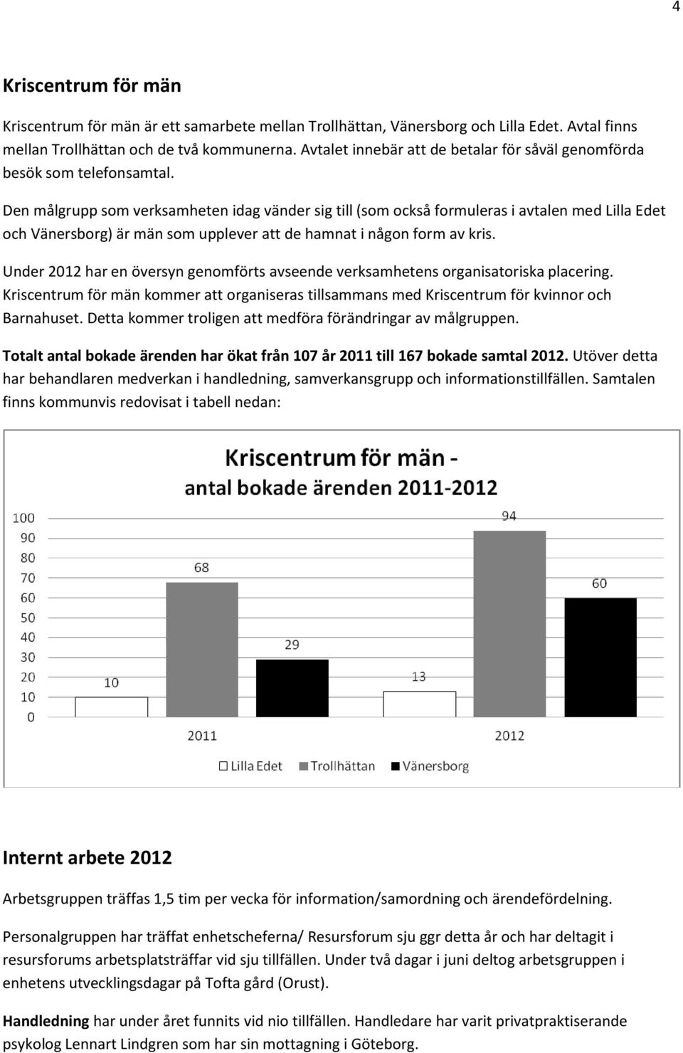 Den målgrupp som verksamheten idag vänder sig till (som också formuleras i avtalen med Lilla Edet och Vänersborg) är män som upplever att de hamnat i någon form av kris.