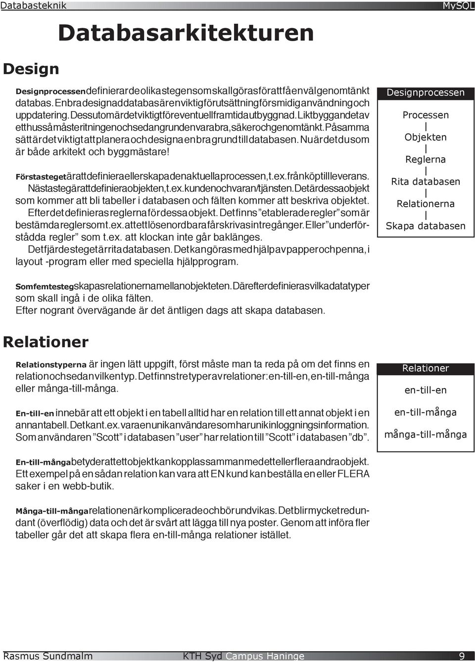 Likt byggandet av ett hus så måste ritningen och sedan grunden vara bra, säker och genomtänkt. På samma sätt är det viktigt att planera och designa en bra grund till databasen.