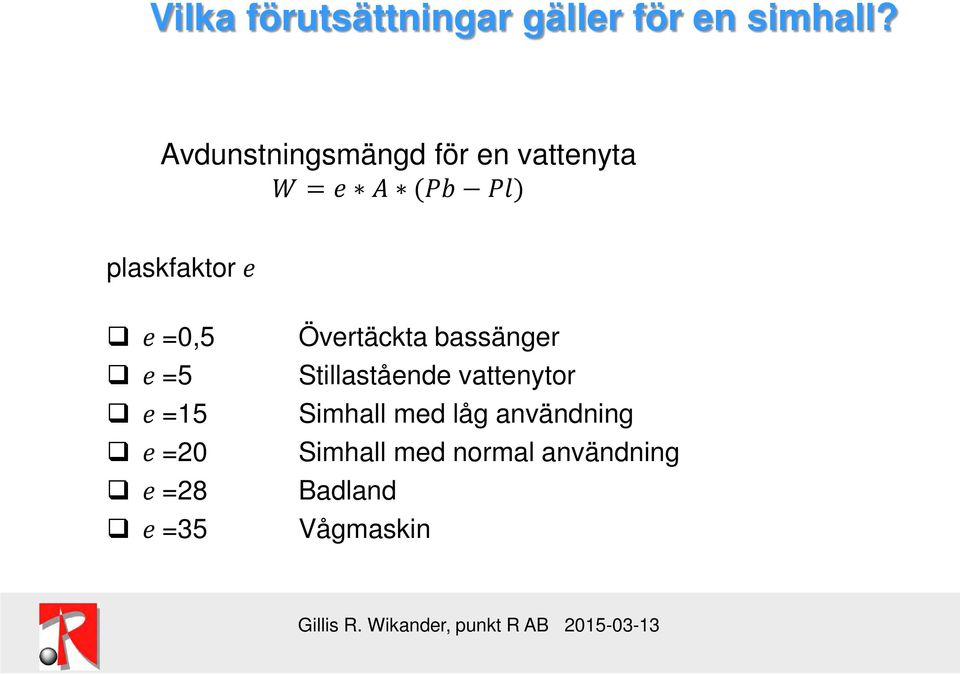 ee =0,5 ee =5 ee =15 ee =20 ee =28 ee =35 Övertäckta bassänger