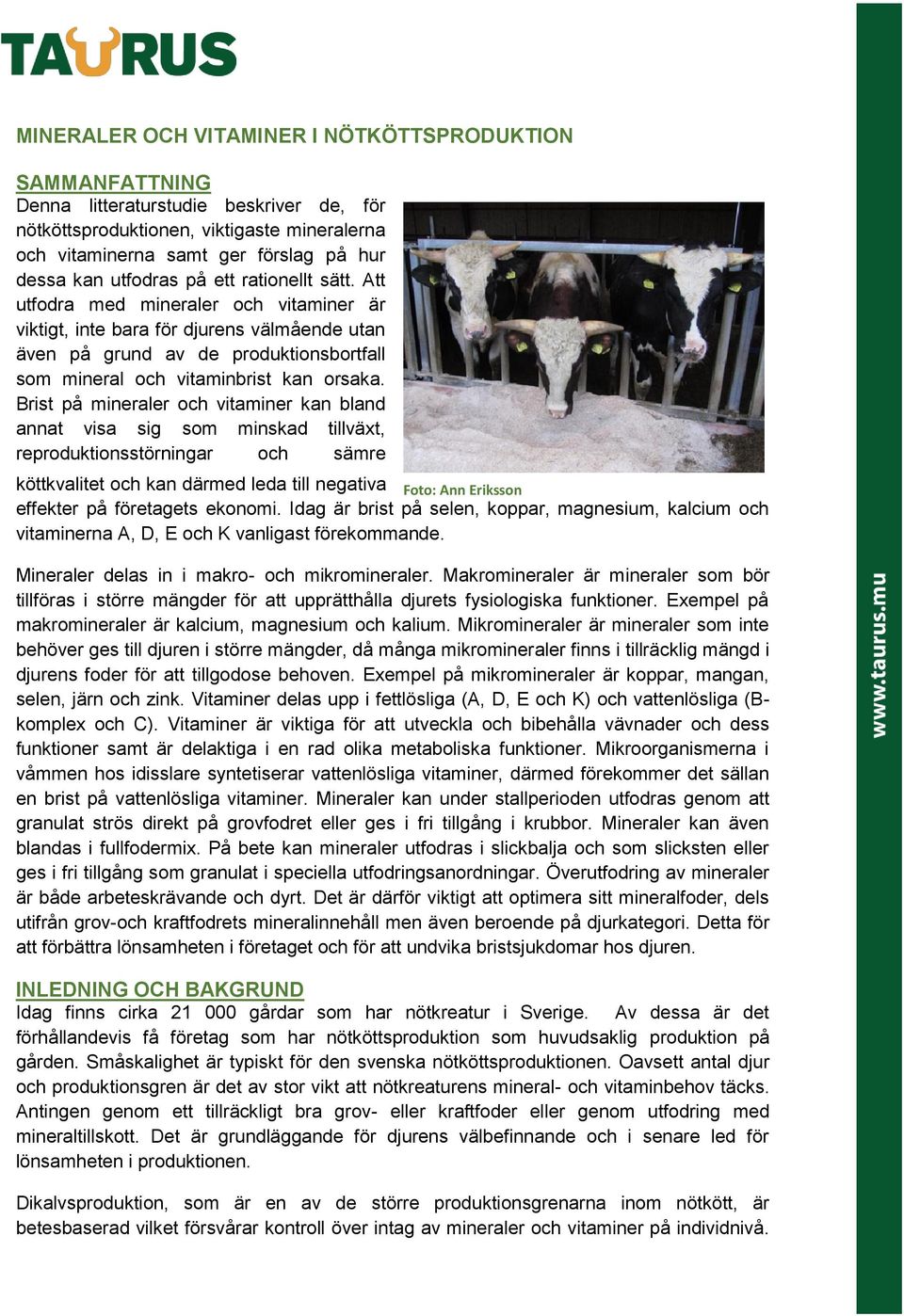 Att utfodra med mineraler och vitaminer är viktigt, inte bara för djurens välmående utan även på grund av de produktionsbortfall som mineral och vitaminbrist kan orsaka.