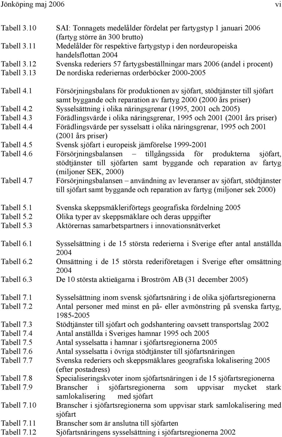 13 De nordiska rederiernas orderböcker 2000-2005 Tabell 4.