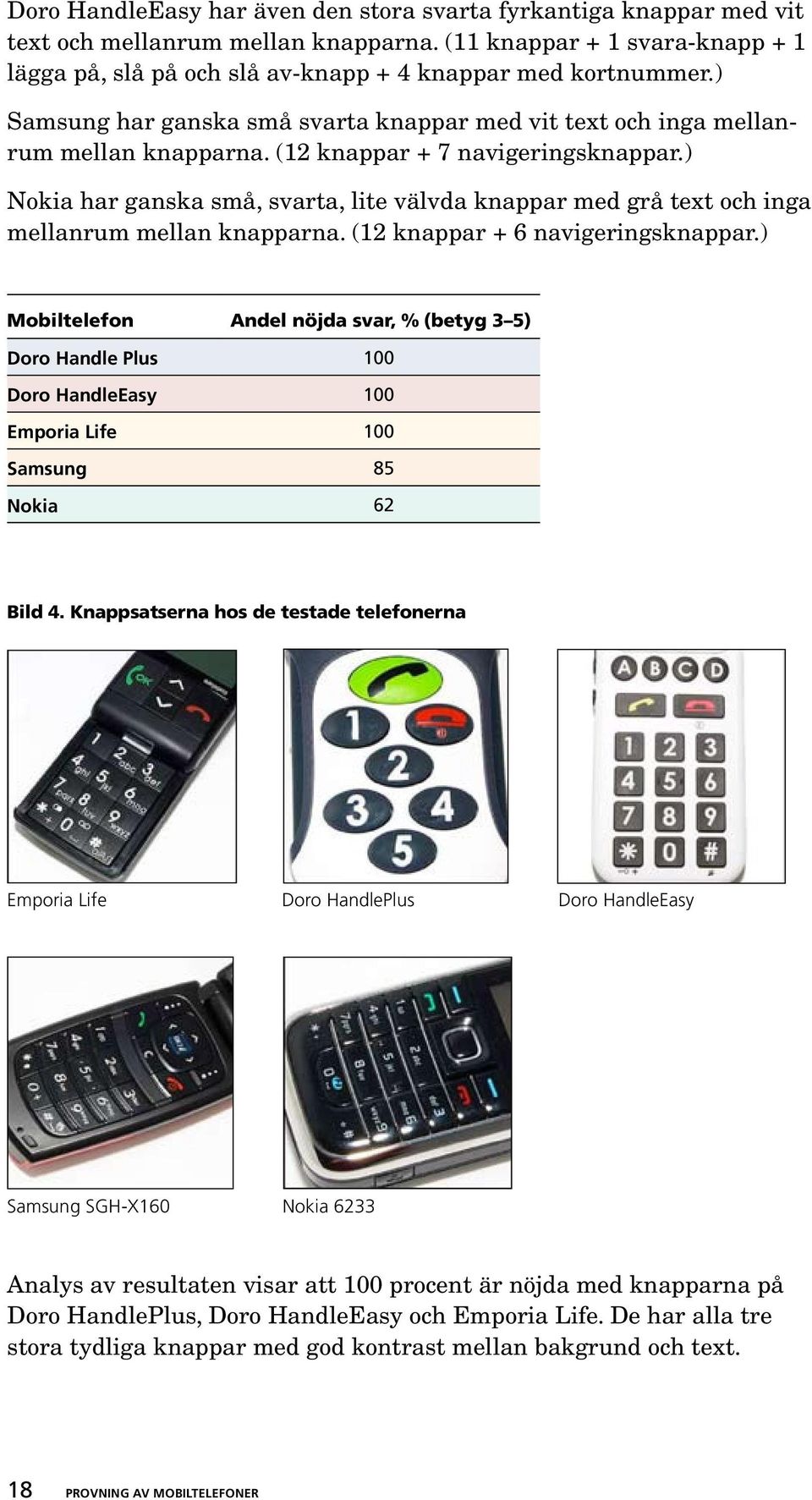 ) Nokia har ganska små, svarta, lite välvda knappar med grå text och inga mellanrum mellan knapparna. (12 knappar + 6 navigeringsknappar.