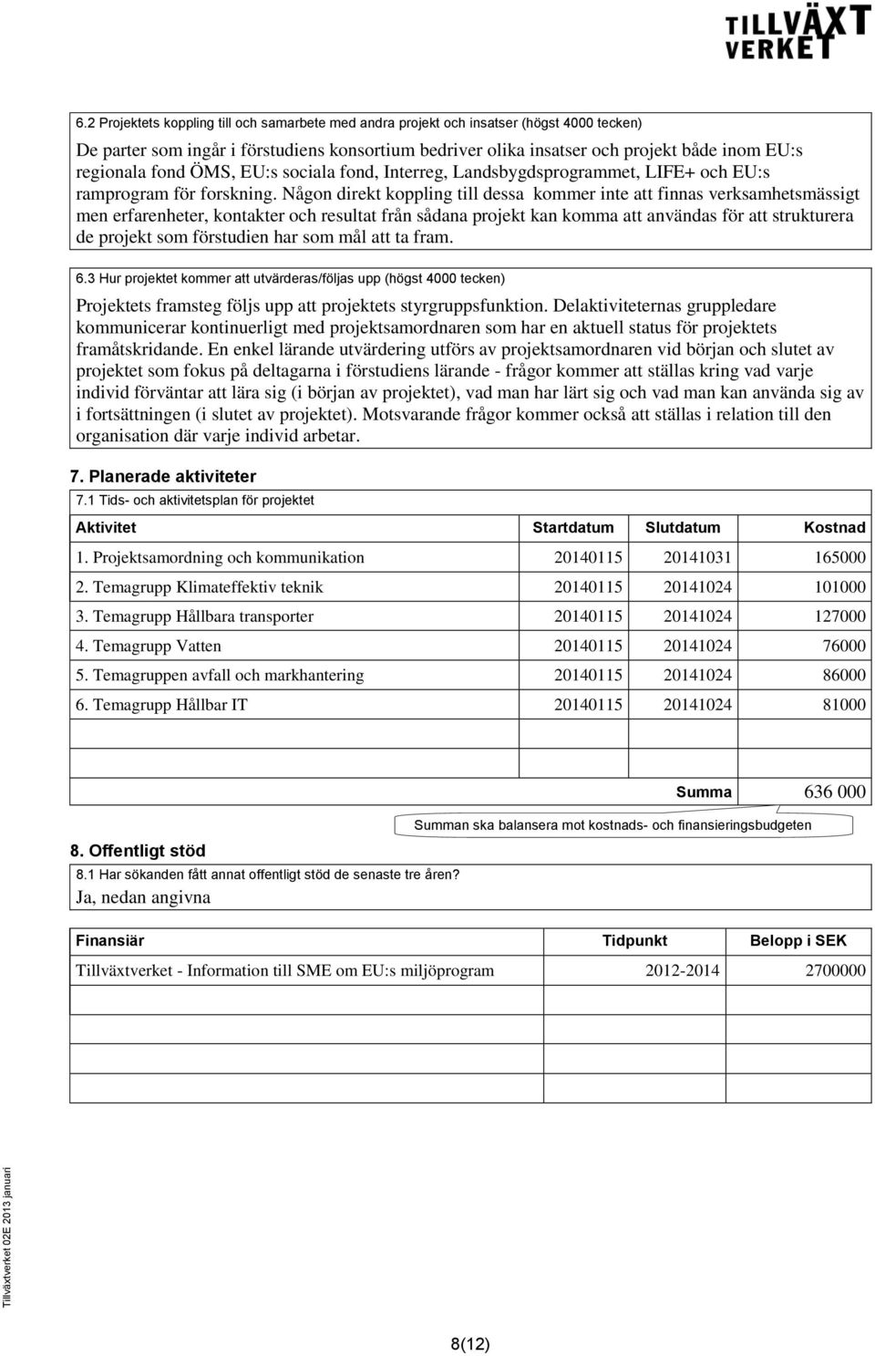 Någon direkt koppling till dessa kommer inte att finnas verksamhetsmässigt men erfarenheter, kontakter och resultat från sådana projekt kan komma att användas för att strukturera de projekt som