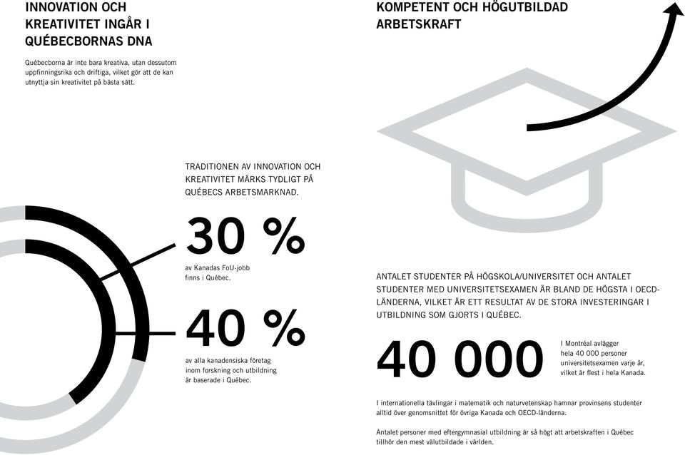 Antalet studenter på högskola/universitet och antalet studenter med universitetsexamen är bland de högsta i OECDländerna, vilket är ett resultat av de stora investeringar i utbildning som gjorts i